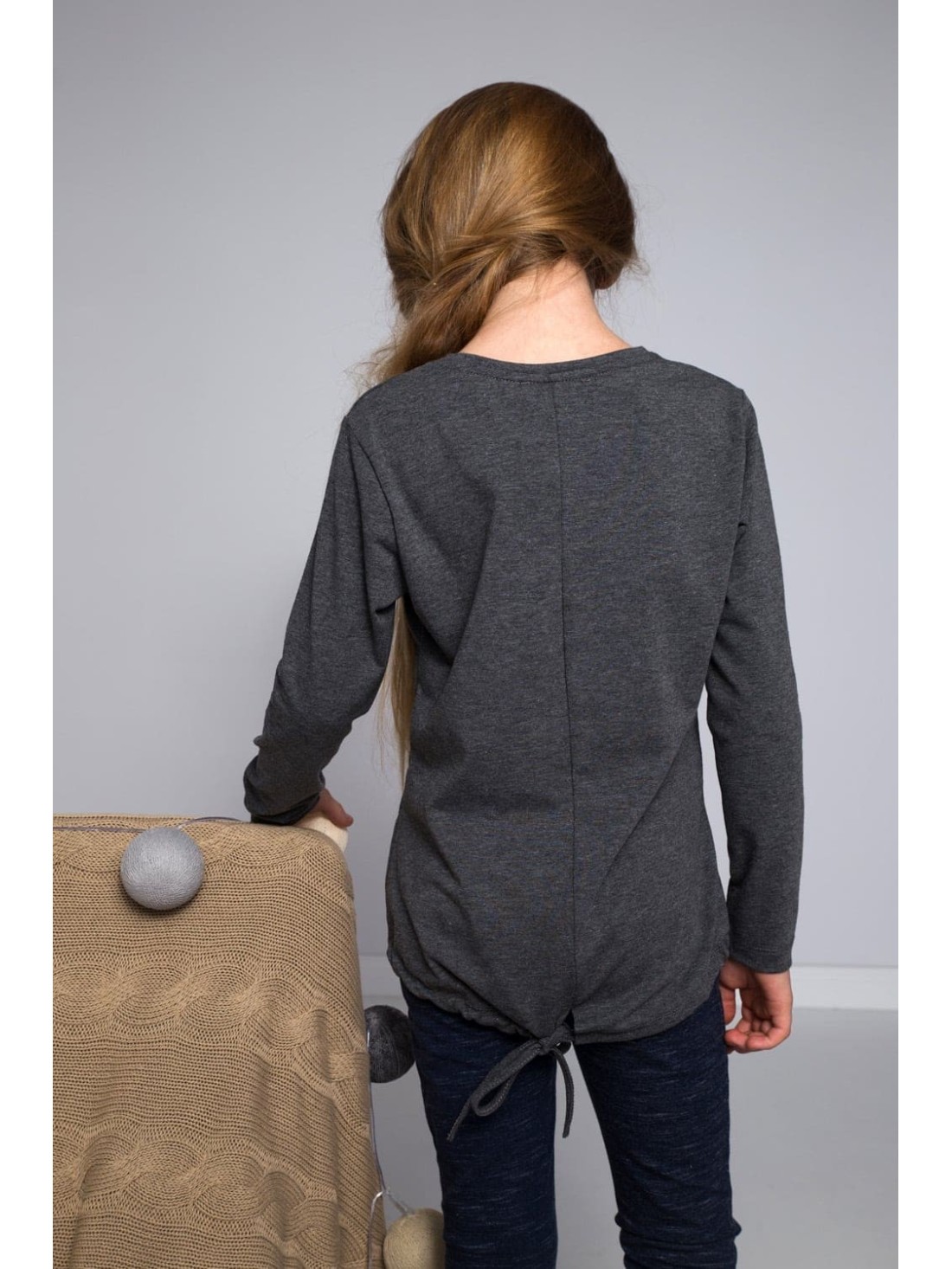 Blouse with patches, dark gray NDZ8129 - Online store - Boutique